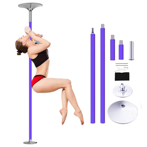 Barre de Pole Dance en Acier Inoxydable, Portable et en Silicone Violet pour Gym, Fête et Fitness.