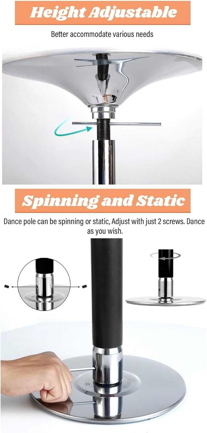 Kit Barre de Pole Dance Réglable en Silicone pour Maison, Clubs et Gym (2.2m - 2.75m) – Image 3