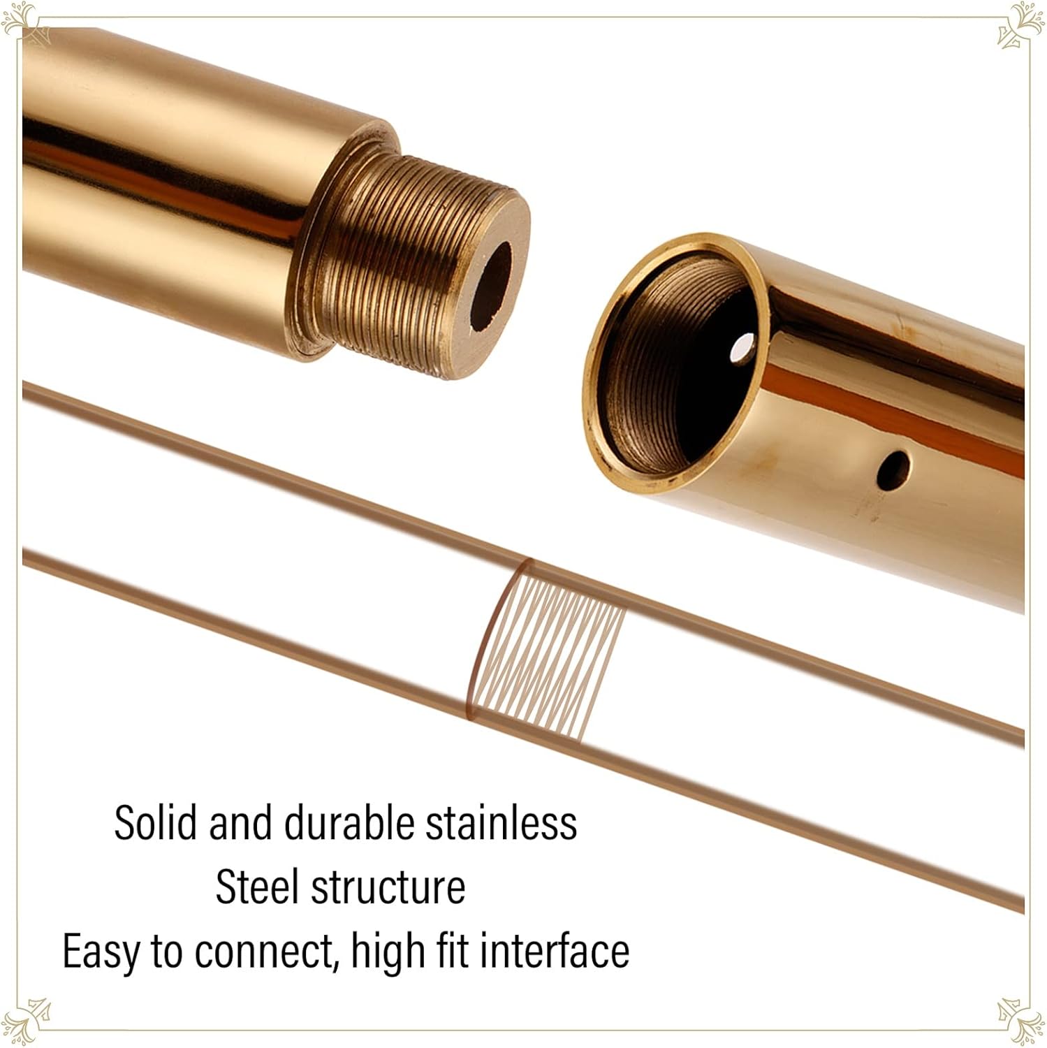 Kit Barre de Pole Dance Dorée 0,45m Rotatif et Statique – Strip-teaseur Pro Portable pour Maison/Gym – Image 4