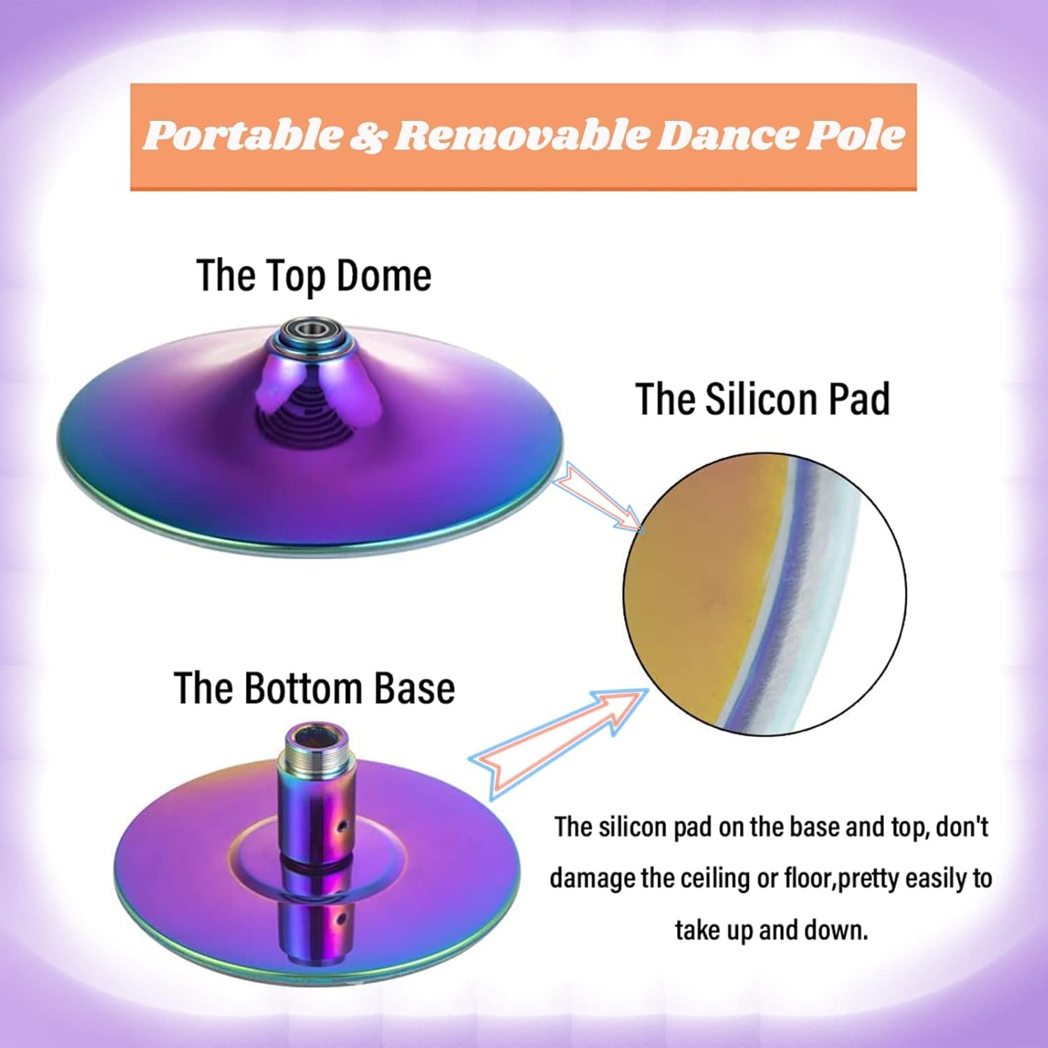 Kit Pole Dance Portable - Barre ajustable de 2.20m à 2.75m pour maison, club, fête et fitness – Image 5