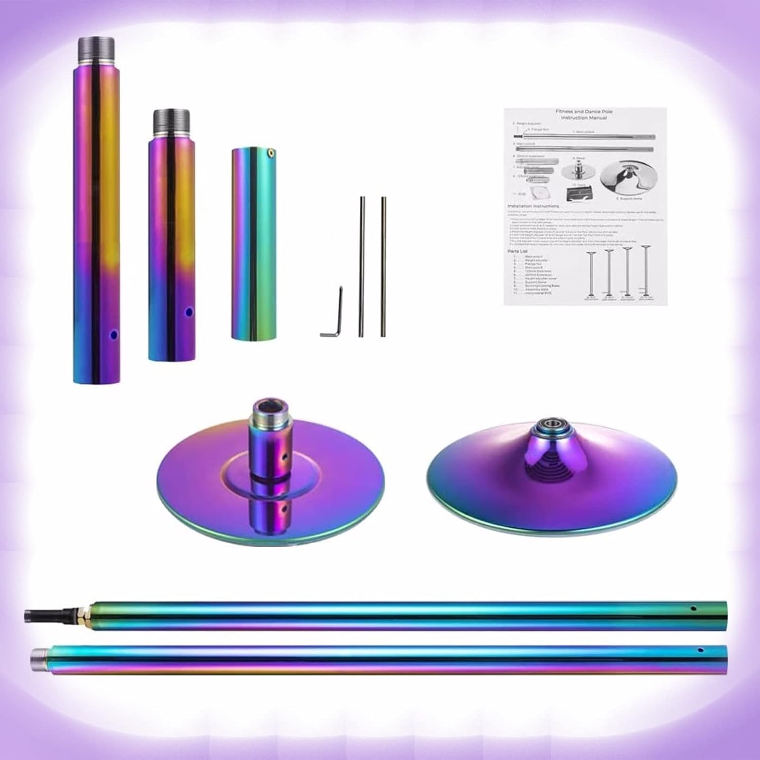 Kit Pole Dance Portable - Barre ajustable de 2.20m à 2.75m pour maison, club, fête et fitness – Image 6