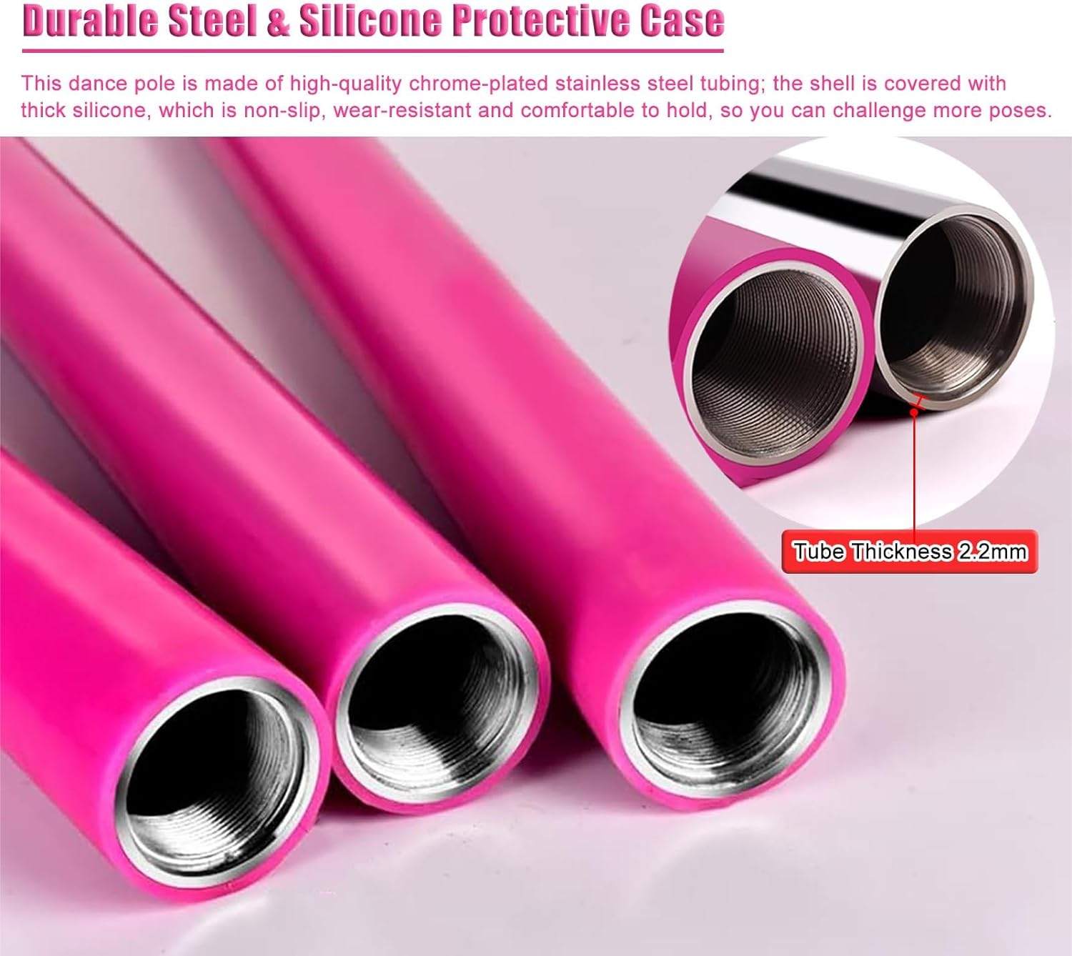 Pole Dance sur Pied en Silicone, Rotatif/Statique, 2,3-3 m, Kit Portable pour Fitness/Exercice – Image 3