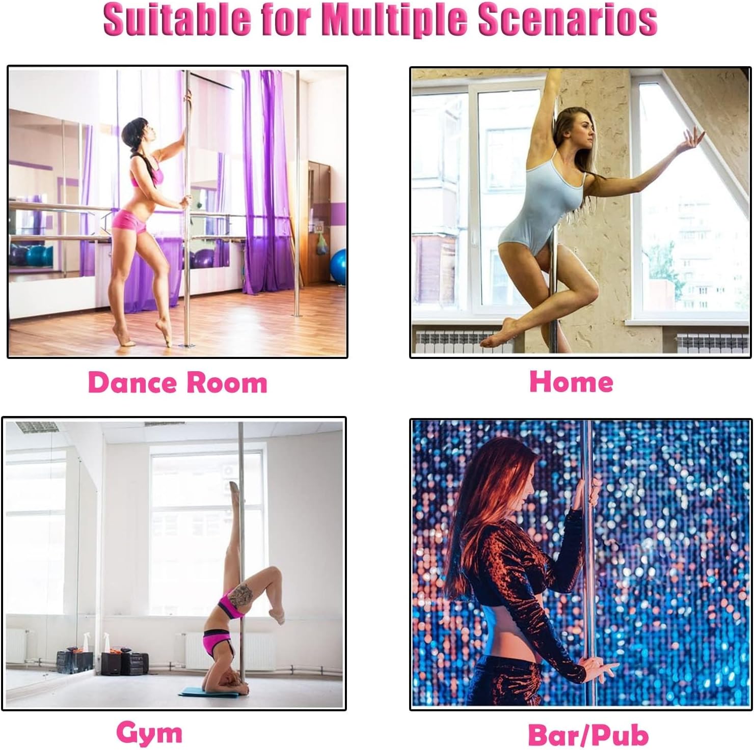 Pole Dance sur Pied en Silicone, Rotatif/Statique, 2,3-3 m, Kit Portable pour Fitness/Exercice – Image 8