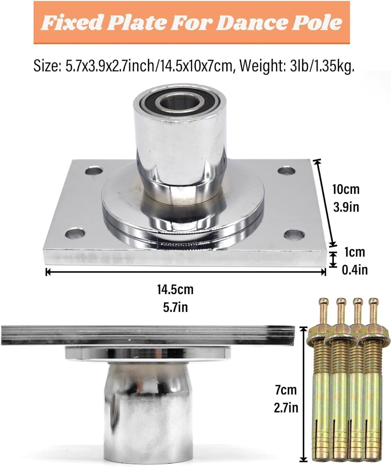 Pole de Danse Argentée, Hauteur 3m-3.7m, Charge 200kg, Statique et Rotatif – Image 3