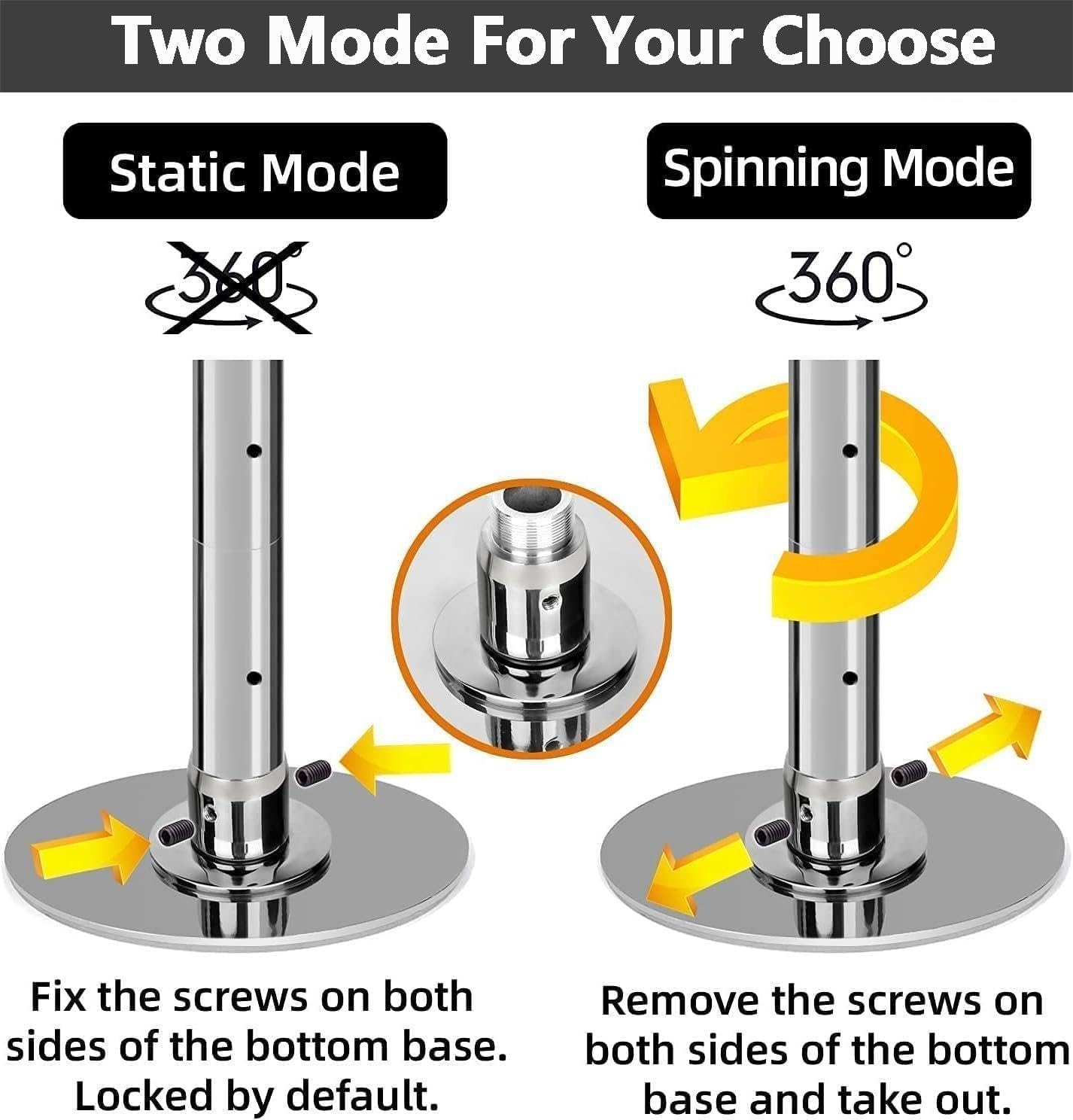 Pole de Danse Argentée, Hauteur 3m-3.7m, Charge 200kg, Statique et Rotatif – Image 4
