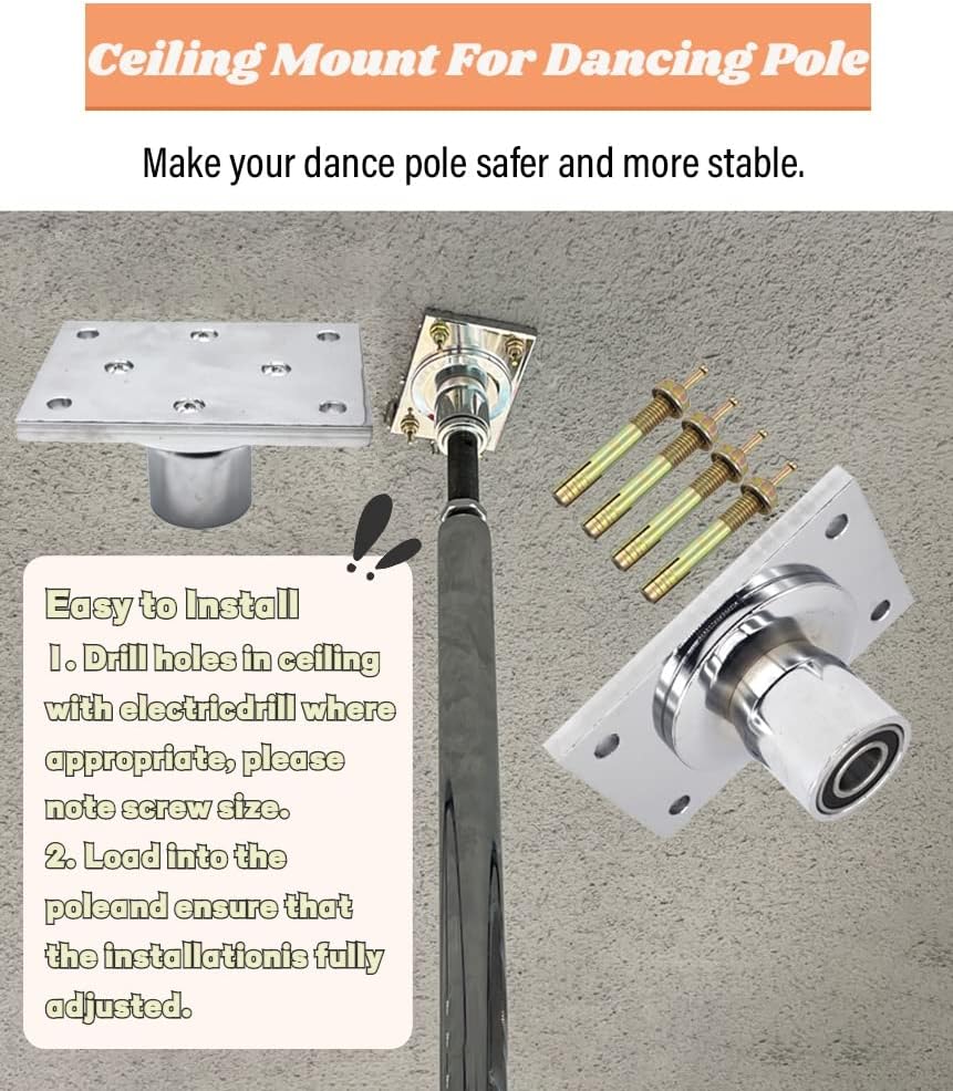 Kit Pole Dance, Barre Fixe Rotative/Statique, Hauteur 2,1m à 3,8m – Image 2