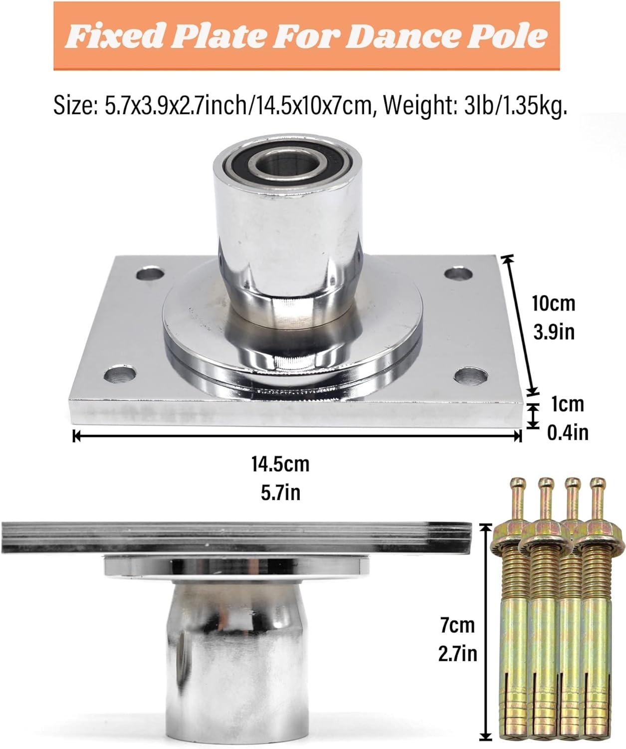 Kit Pole Dance, Barre Fixe Rotative/Statique, Hauteur 2,1m à 3,8m – Image 3