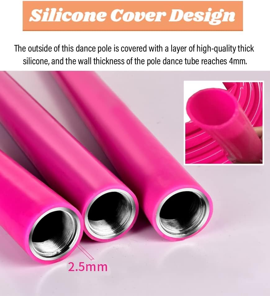 Kit de Pole Dance en Silicone, Barre Amovible et Rotative pour Plafonds de 2,44 à 3,66 m – Image 3