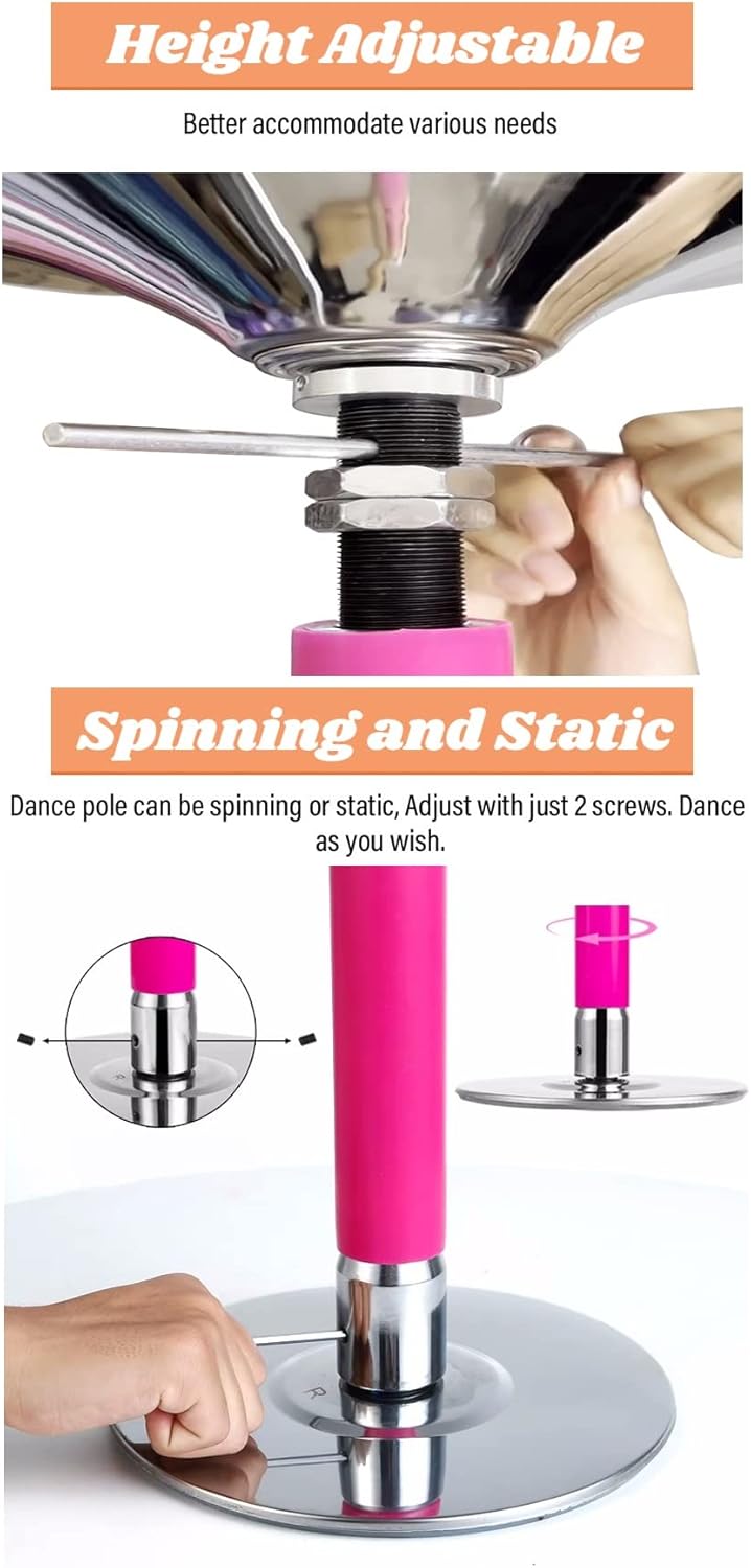 Kit de Pole Dance en Silicone, Barre Amovible et Rotative pour Plafonds de 2,44 à 3,66 m – Image 6