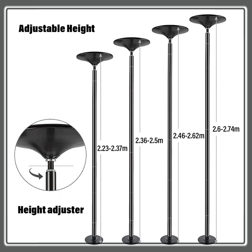 Kit Barre de Pôle Dance Noire, Poteau de Danse Rotatif pour Maison et Appartement - Hauteur Réglable jusqu'à 3,37m – Image 3