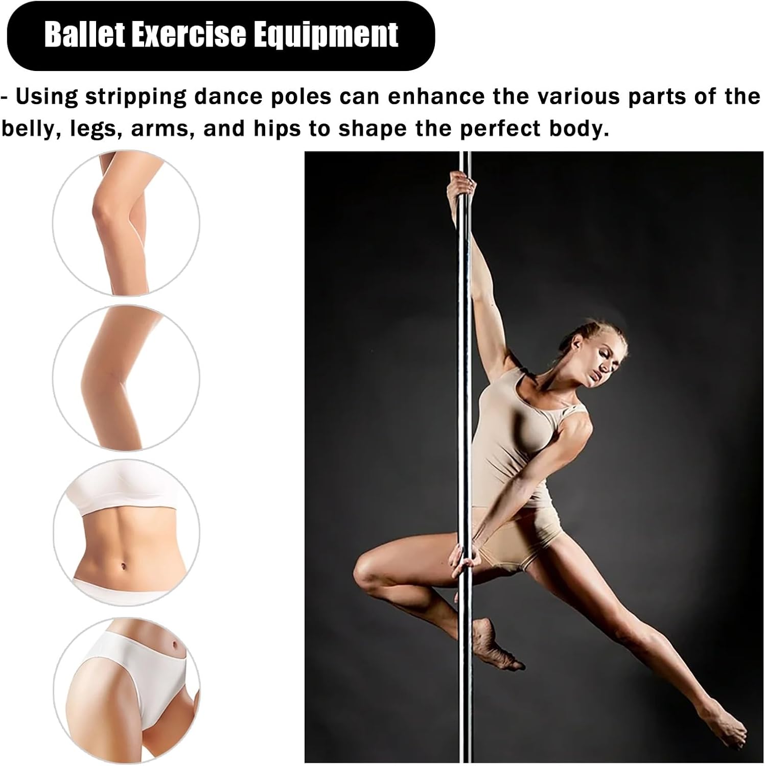 Barre de Pole Dance en Silicone Rose pour Plafond, Pivotante et Statique, Portable et Professionnelle (2,2 m à 2,75 m) – Image 6