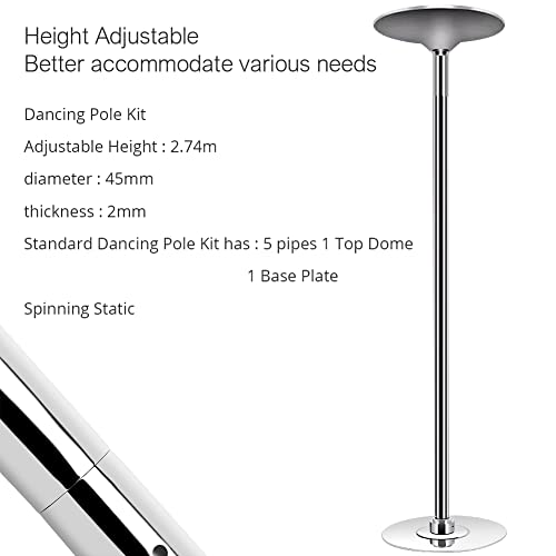 Roluck Pole Dance - Barre réglable 45 mm, professionnelle, portable, avec fonctions statique et spinning – Image 3