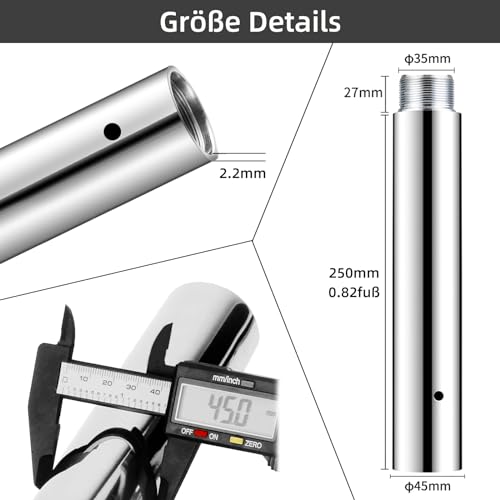 Barre de Pole Dance 250 mm Extension Professionnelle 45 mm Accessoire – Image 3
