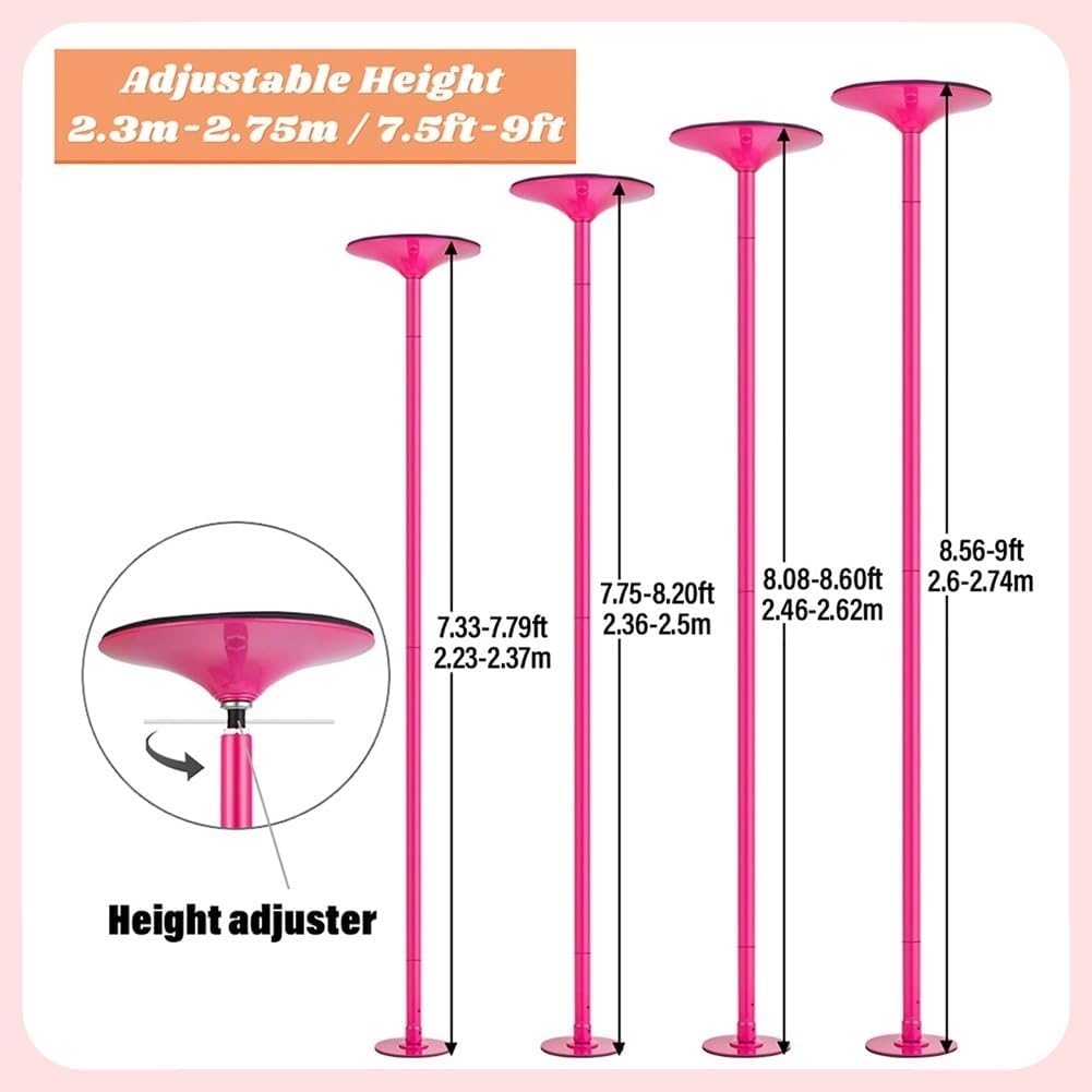 Kit Barre de Pole Dance Réglable 45mm, Hauteur 2.13-3.81m, Statique/Rotatif, Portable et Amovible – Image 2
