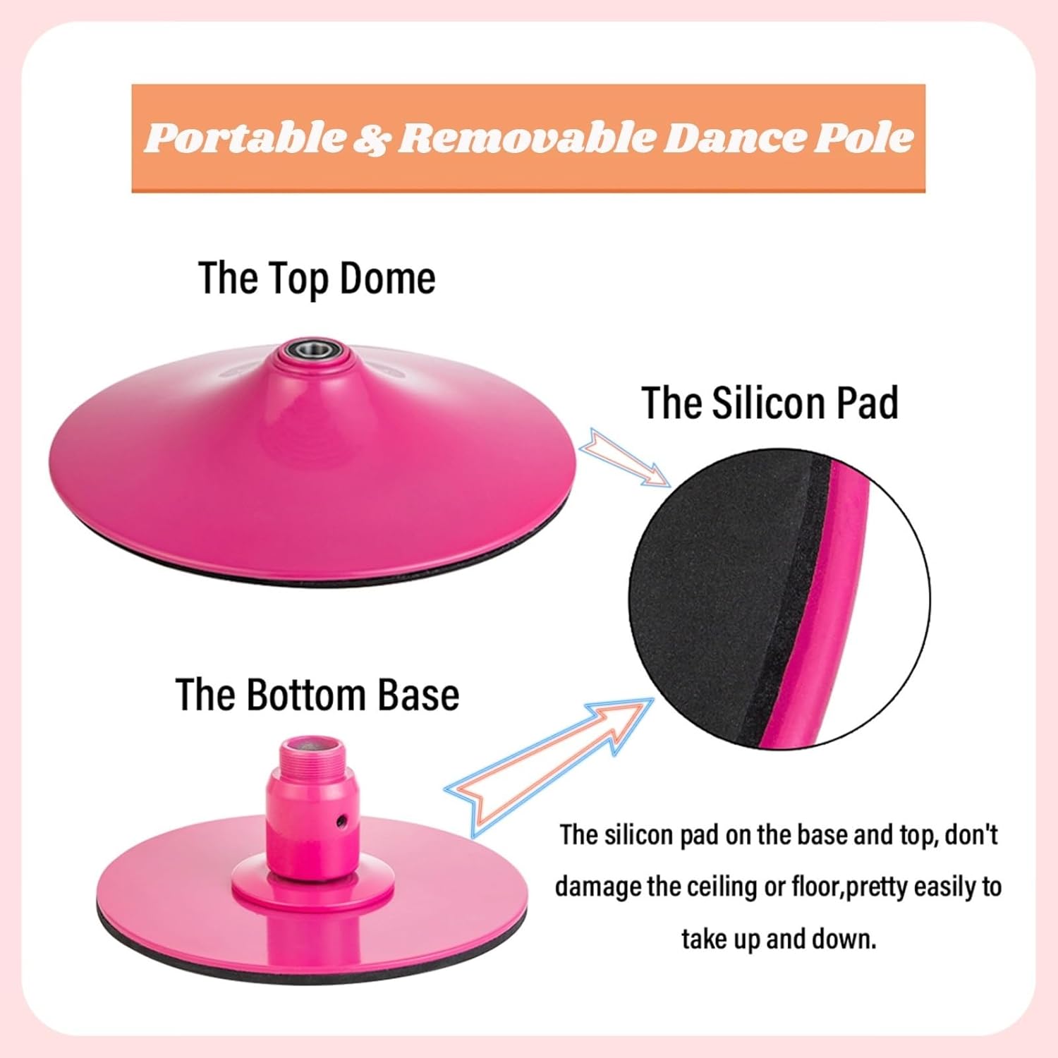 Kit Barre de Pole Dance Réglable 45mm, Hauteur 2.13-3.81m, Statique/Rotatif, Portable et Amovible – Image 4