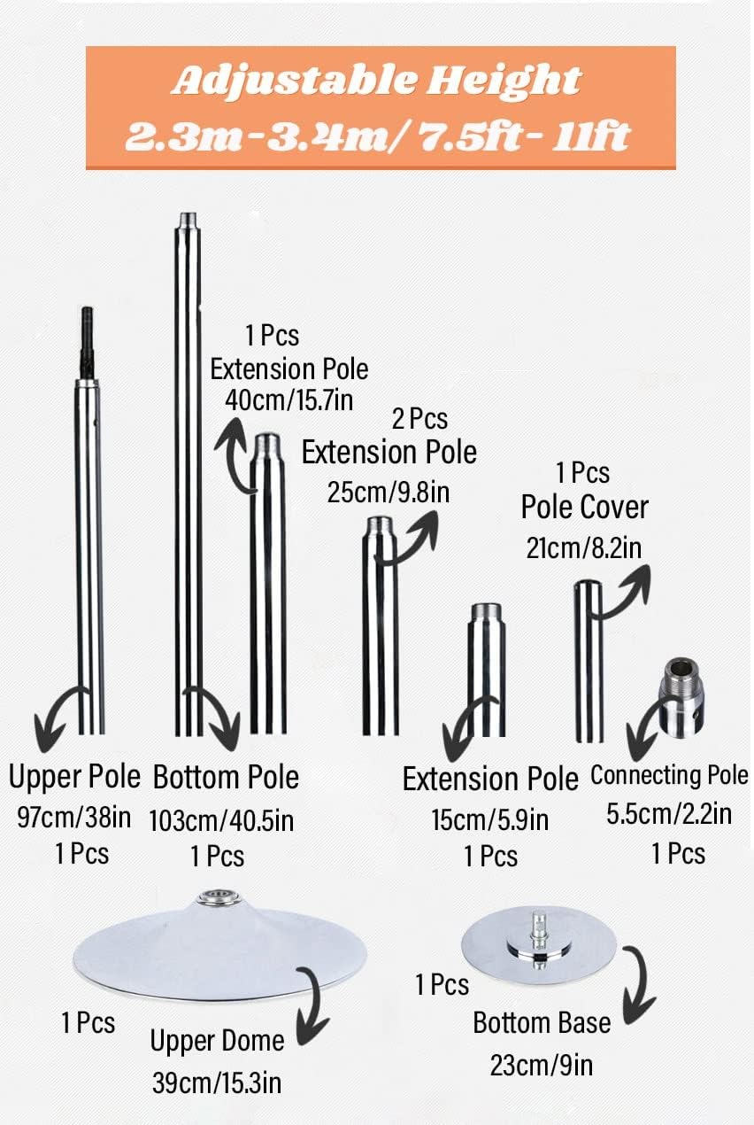Kit Barre Pole Dance Portable et Robuste pour Maison/Club (Charge 200 kg, Grande Taille) – Image 3