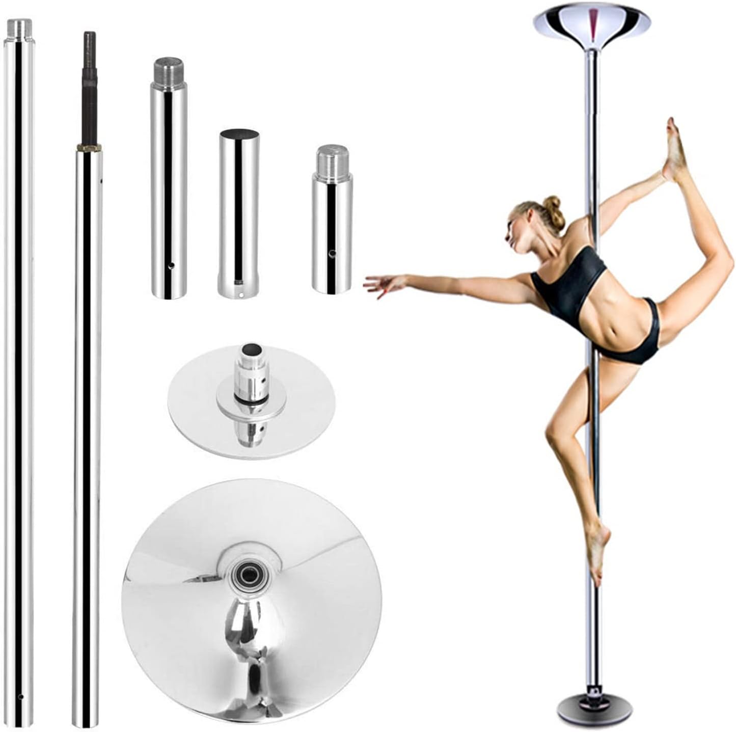 Kit Barre de Pole Dance Pro pour Maison (2.7m, 3m, 3.3m, 3.6m) – Amovible et Portable, Rotatif et Statique – Image 6