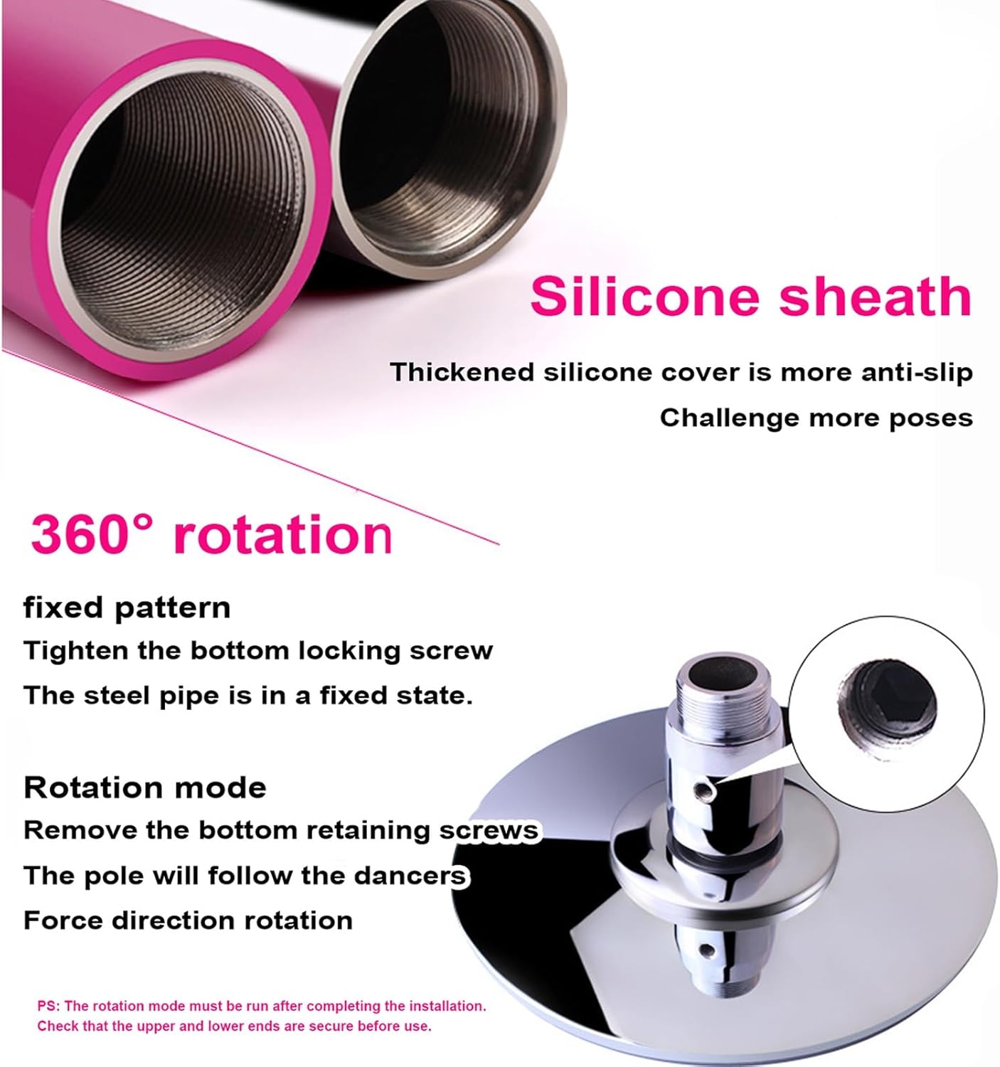 Barre Pole Dance Pro en Silicone, 2.74m, Amovible 45mm, 250kg Charge – Image 6