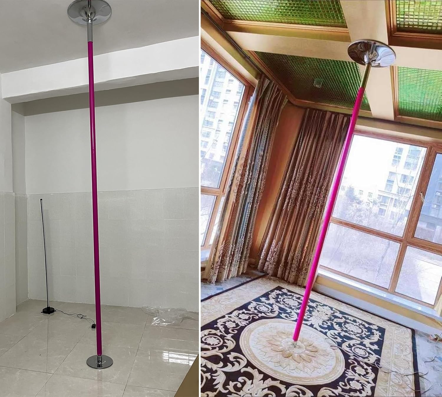 Barre de Pole Dance en Silicone Rose pour Plafond, Pivotante et Statique, Portable et Professionnelle (2,2 m à 2,75 m) – Image 7