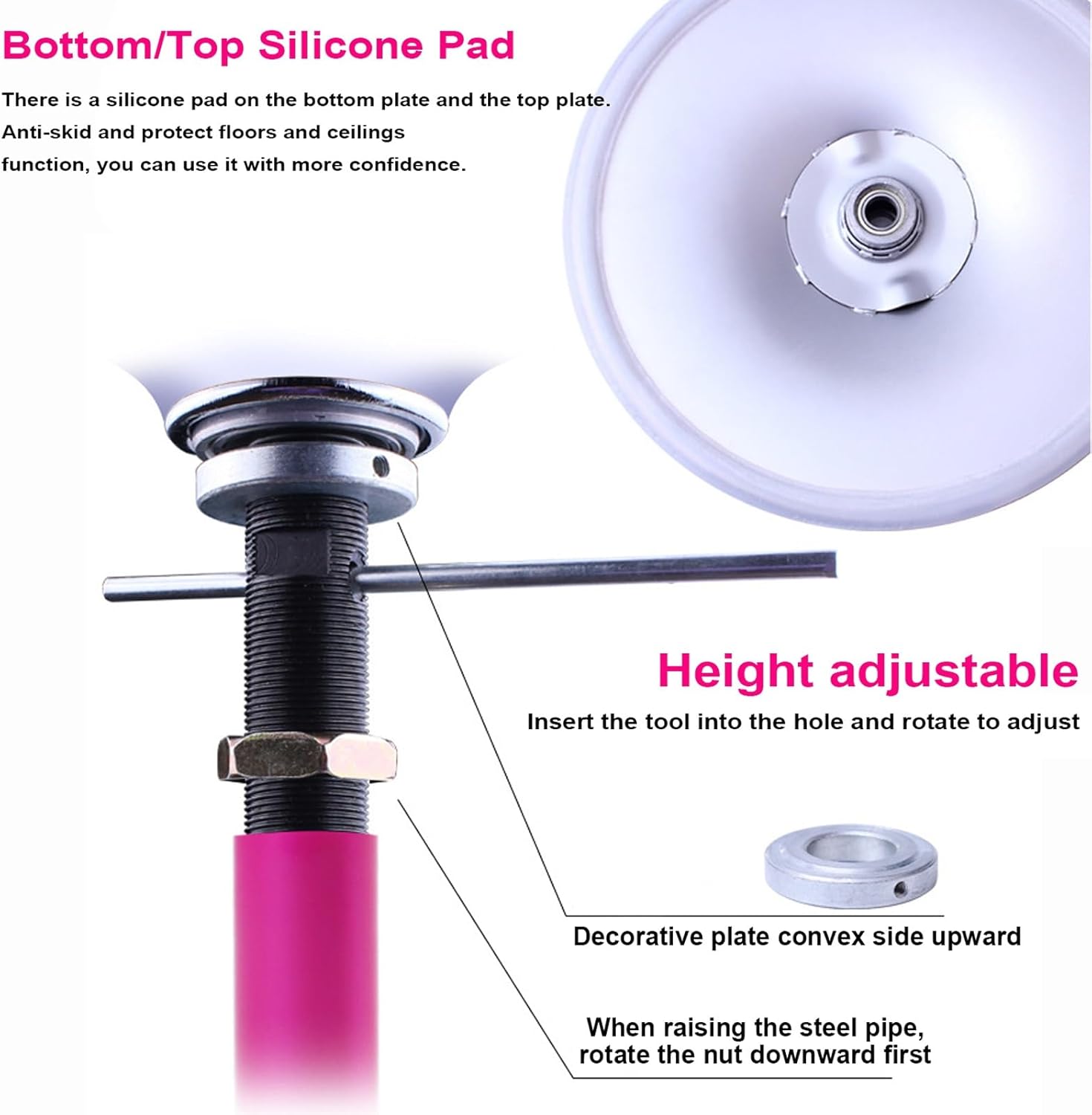 Barre Pole Dance Pro en Silicone, 2.74m, Amovible 45mm, 250kg Charge – Image 7