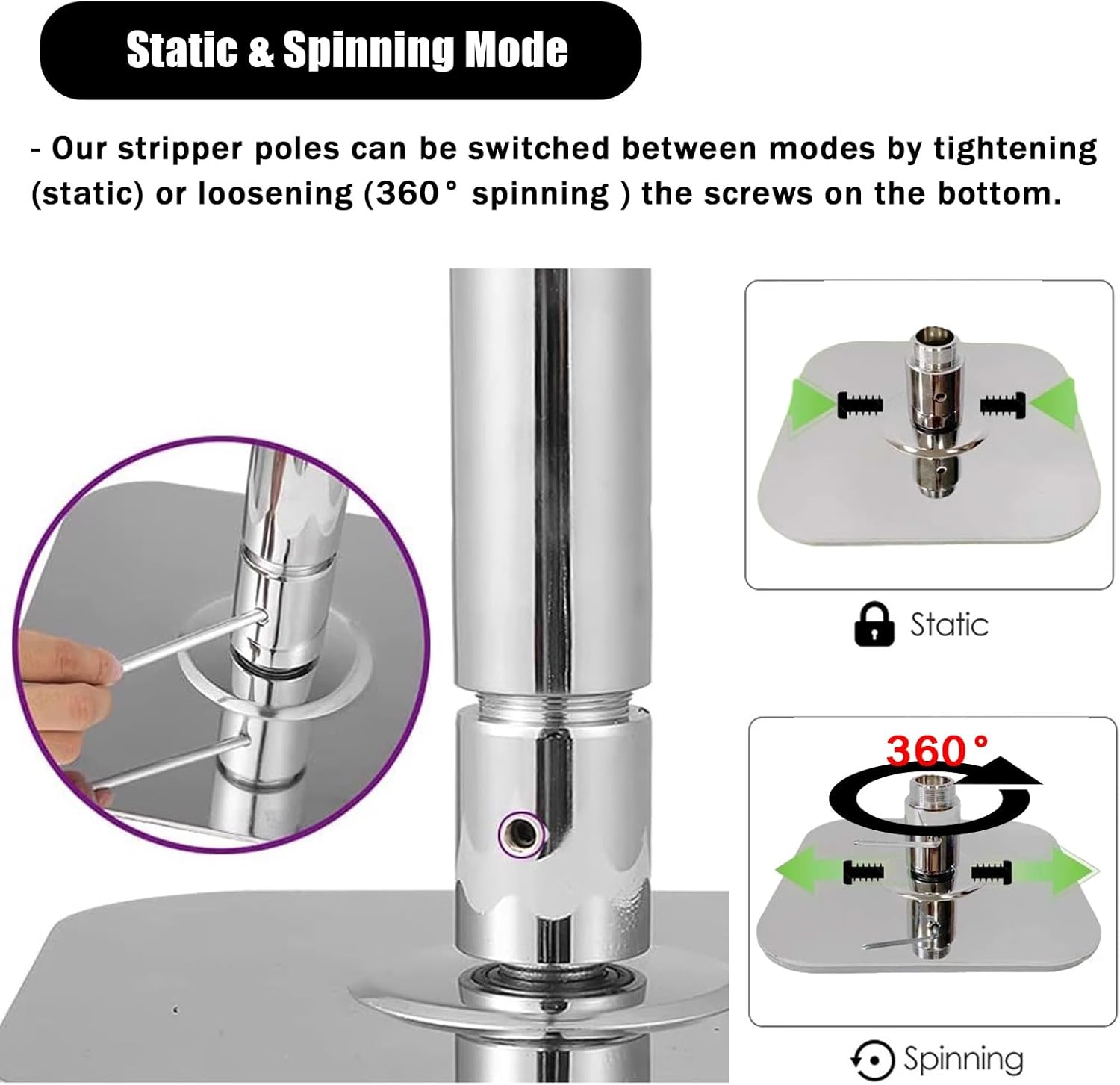 Barre de Pole Dance Carrée de Compétition Portable, 2,26m - Maison/Studio/Pub, Équipement Pro Fitness/Décapage – Image 3