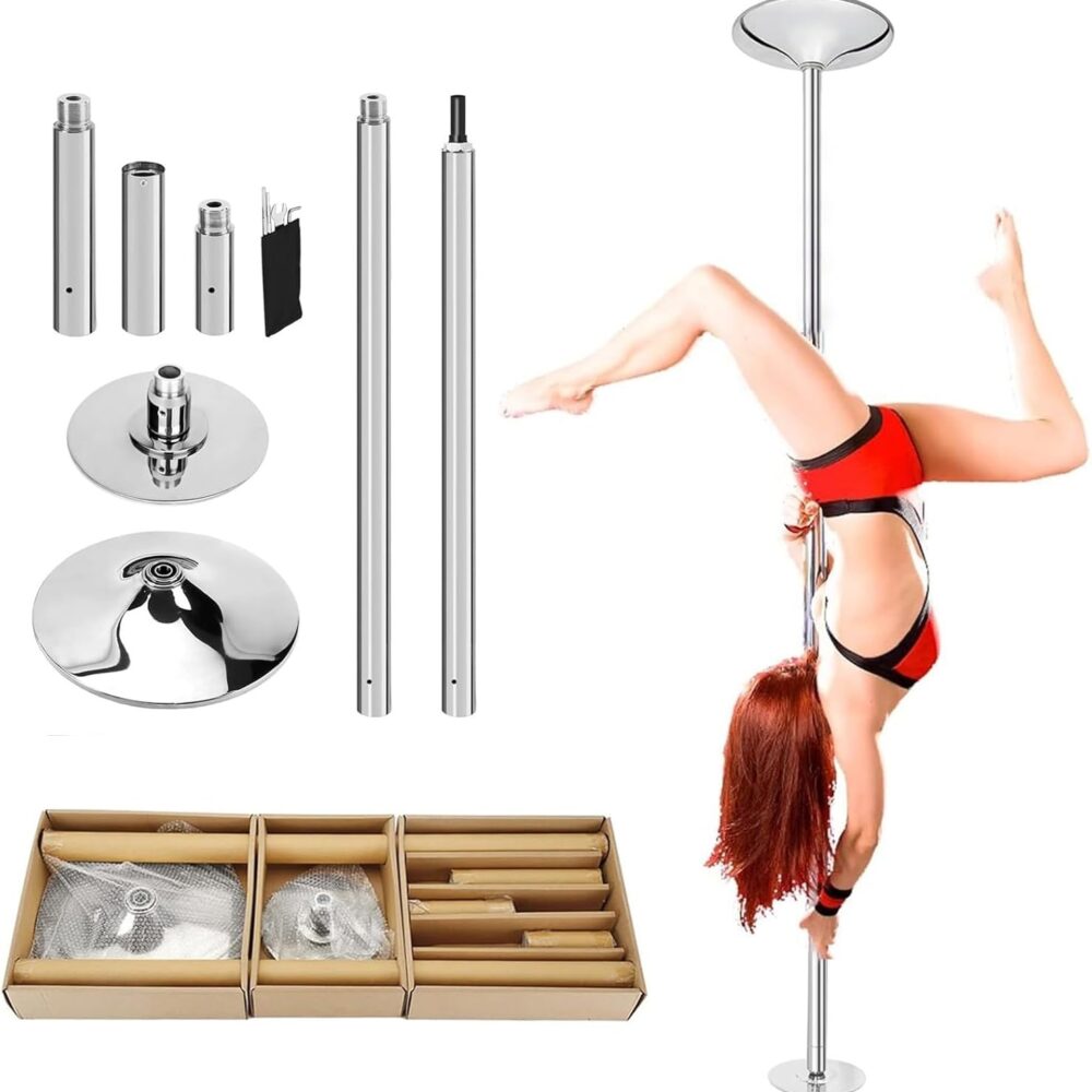 Barre Pole Dance 2,23-2,99m Argentée, Portable et Robuste Pour Appartements