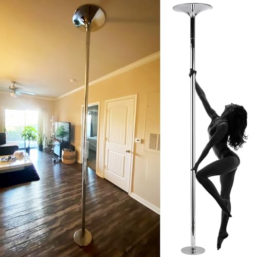 Barre de Pole Dance Amovible 360° avec Hauteur Réglable - Argent