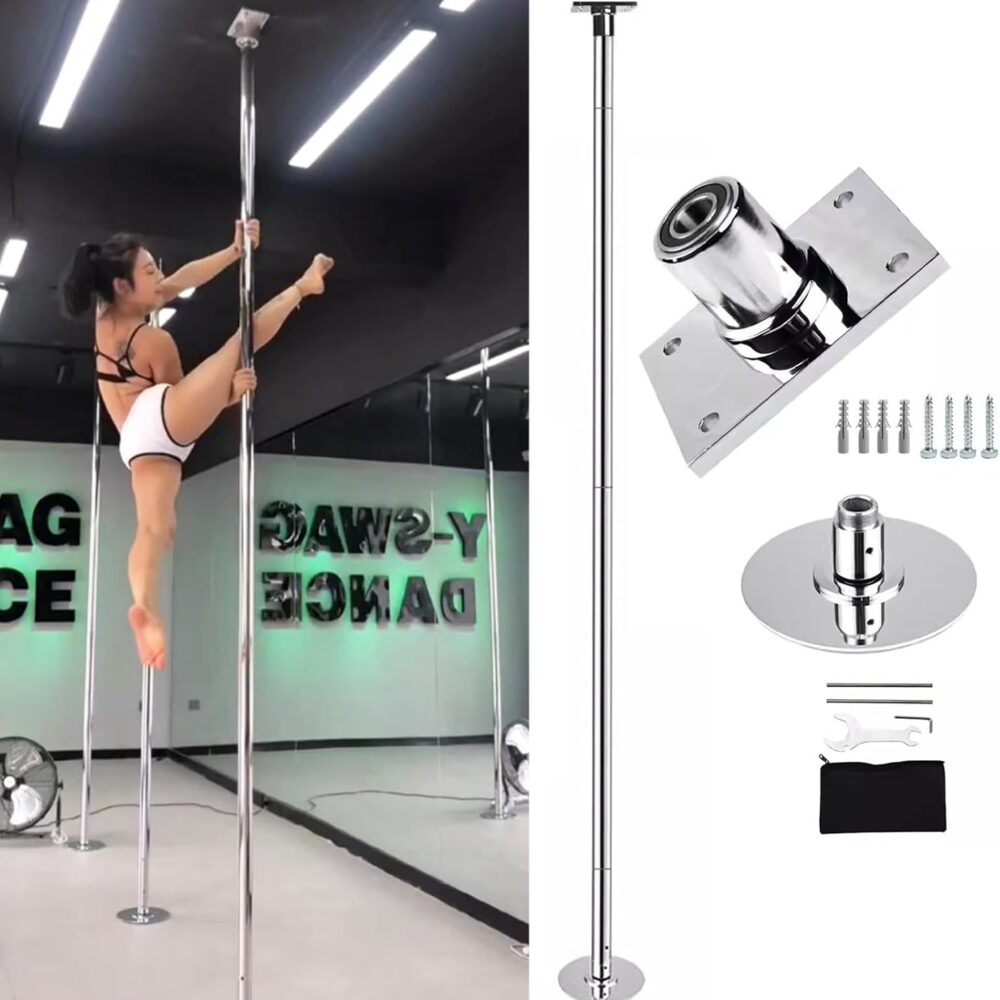 Barre de Pole Dance Amovible pour Appartement, Plafond à 2,24-2,84m, Spinning et Fixe pour Danse et Fitness