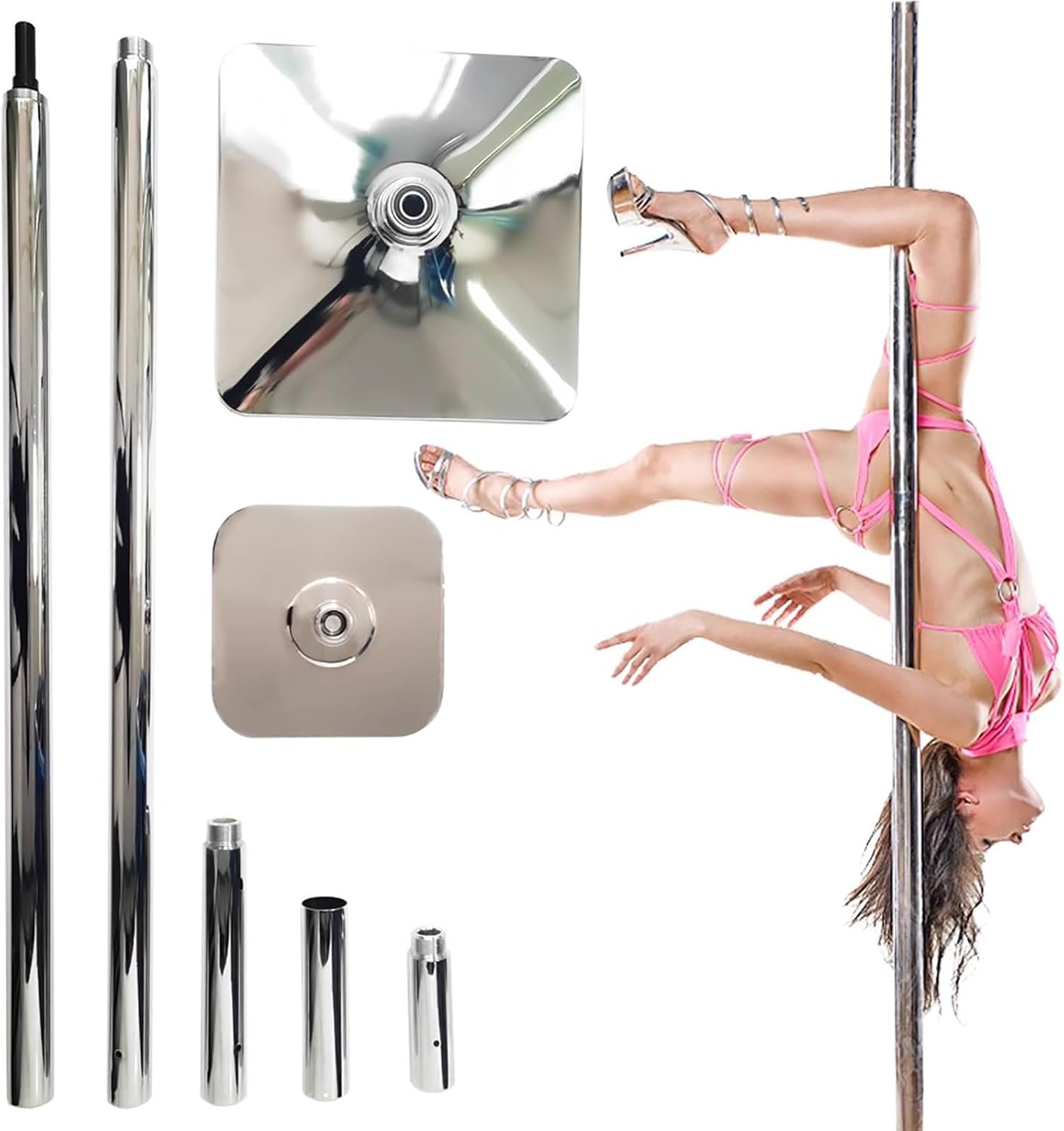 Barre de Pole Dance Carrée de Compétition Portable, 2,26m - Maison/Studio/Pub, Équipement Pro Fitness/Décapage