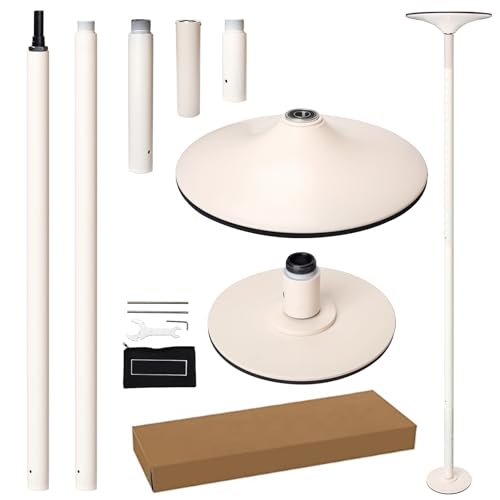 Barre de Pole Dance Portable Statique/Rotative - Accessoires Inclus, Installation Facile, Blanc