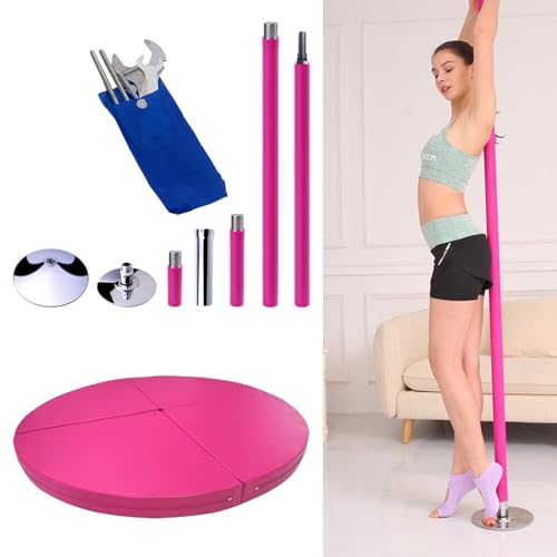 Barre de Pole Dance Rose 7,5-10 Pieds avec Tapis de Crash Amovible