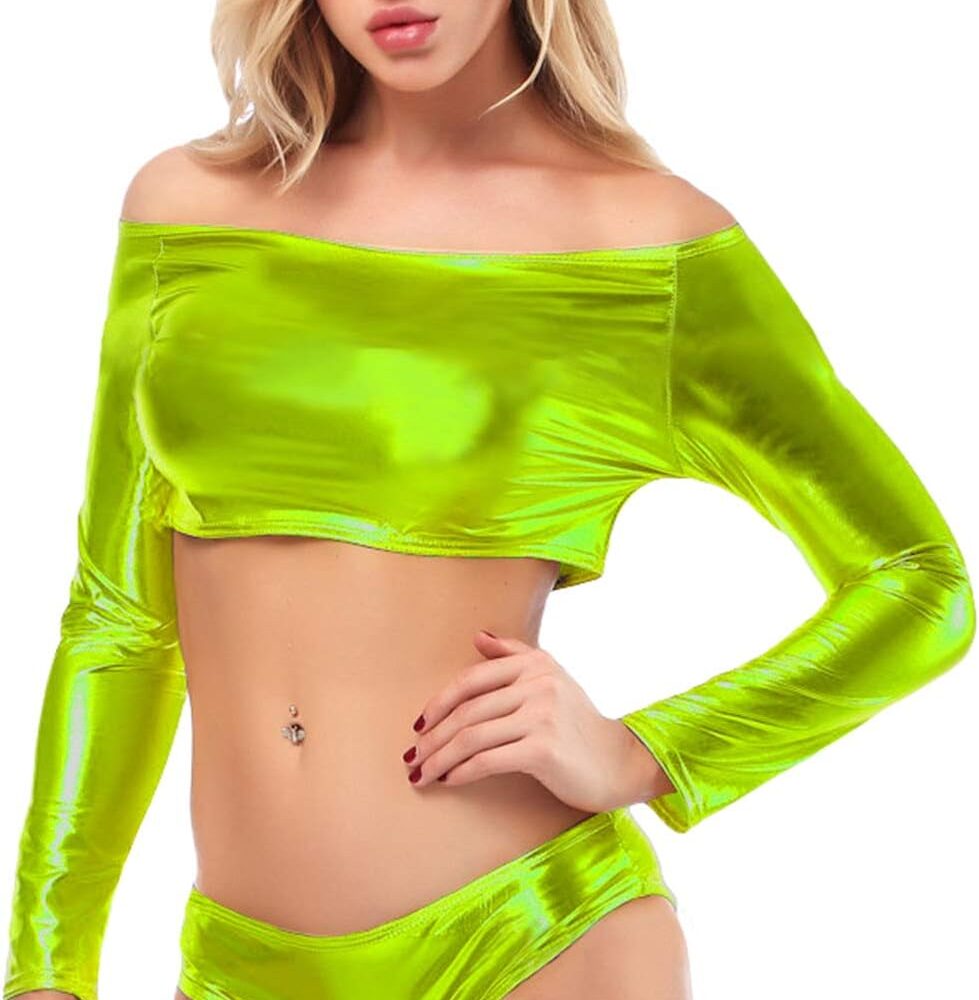 Débardeur Sexy PU Bronze À Manches Longues - Discothèque/Performance