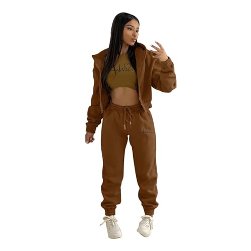 Ensemble de Jogging Femme en Coton avec Sweat à Capuche et Pantalon à Poches