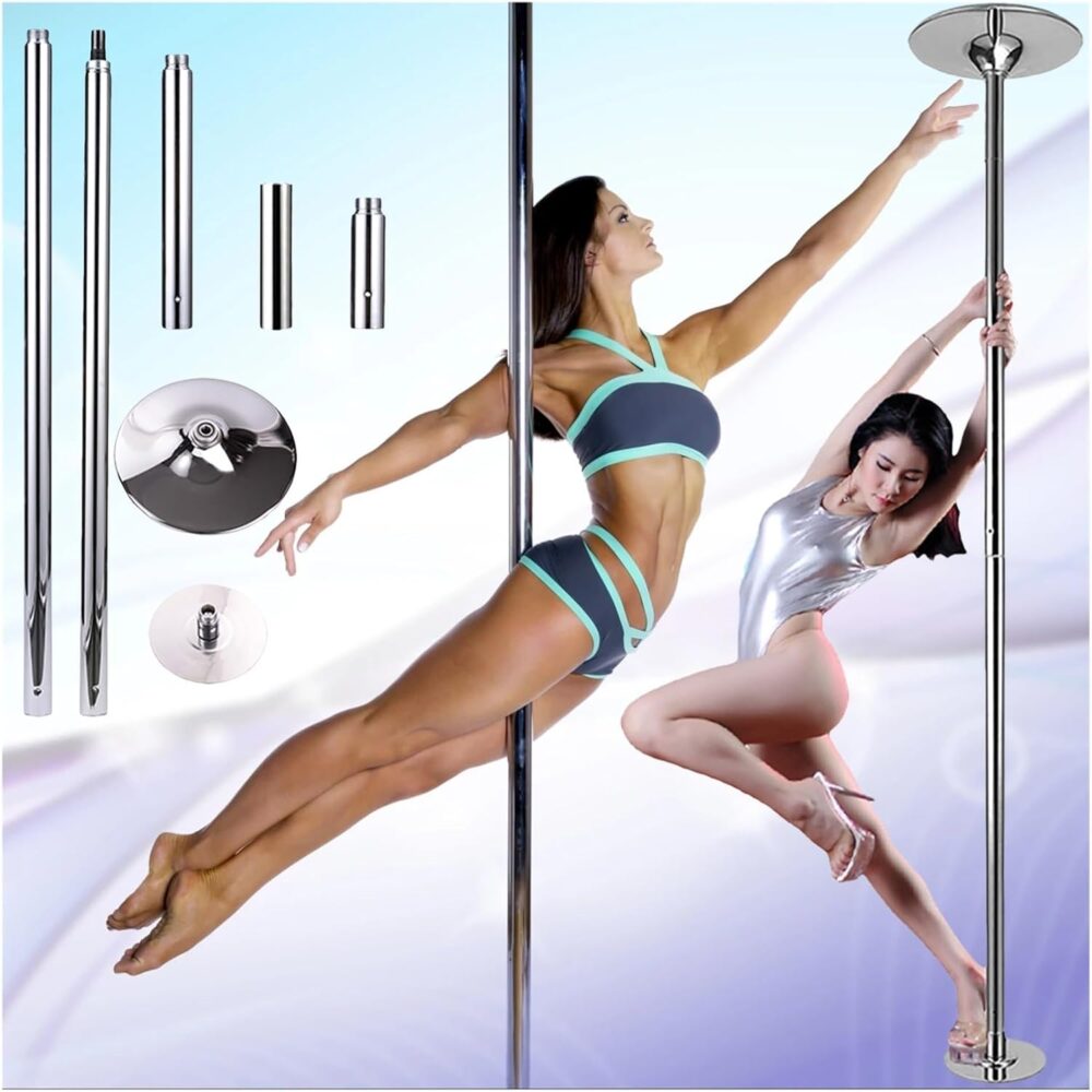 Kit Barre Pole Dance Rotation & Statique 2,24m-3,8m, Amovible 45mm