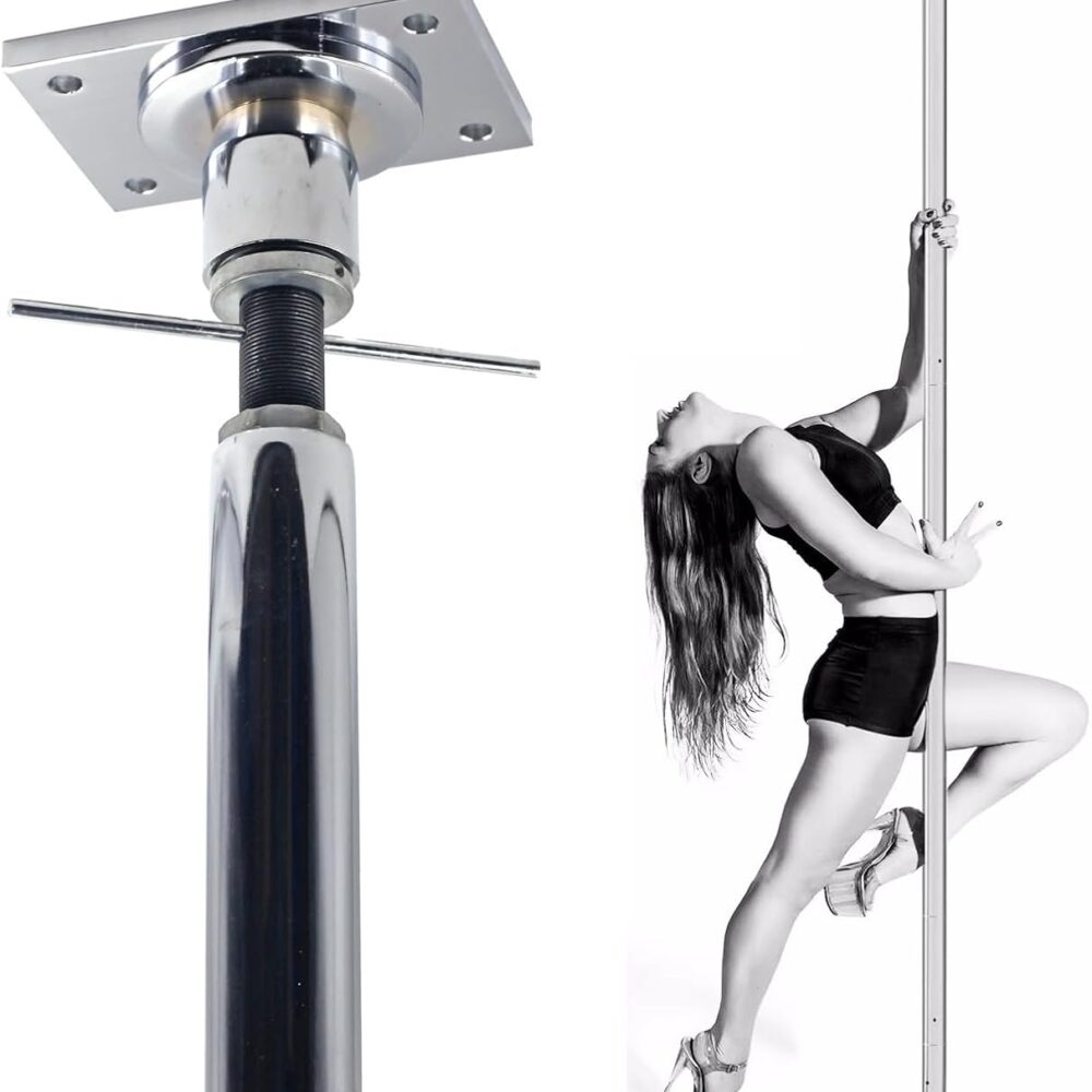 Kit Barre de Pole Dance 2,24-3,8m avec Accessoires pour Clubs/Maison, Statique et Rotatif