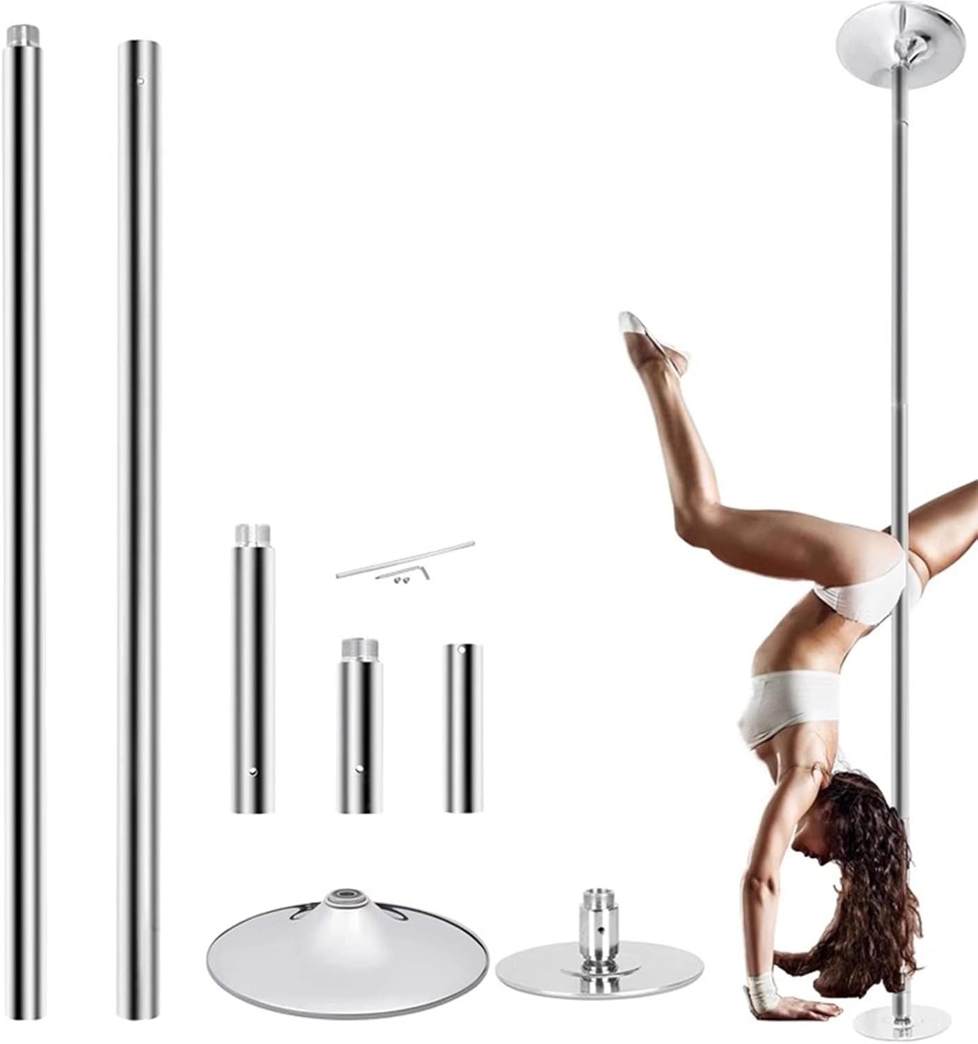 Kit Barre de Pole Dance Pro pour Maison (2.7m, 3m, 3.3m, 3.6m) – Amovible et Portable, Rotatif et Statique