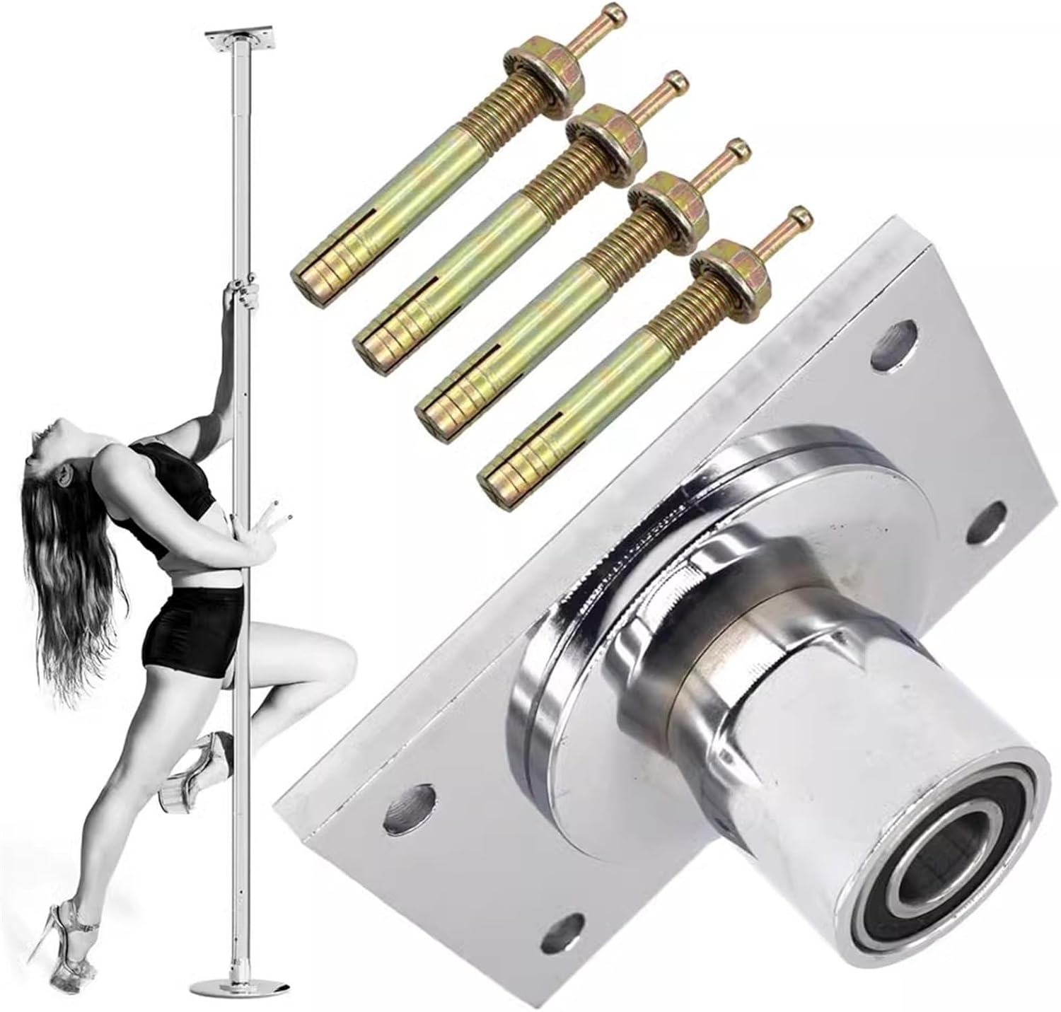 Kit Pole Dance, Barre Fixe Rotative/Statique, Hauteur 2,1m à 3,8m