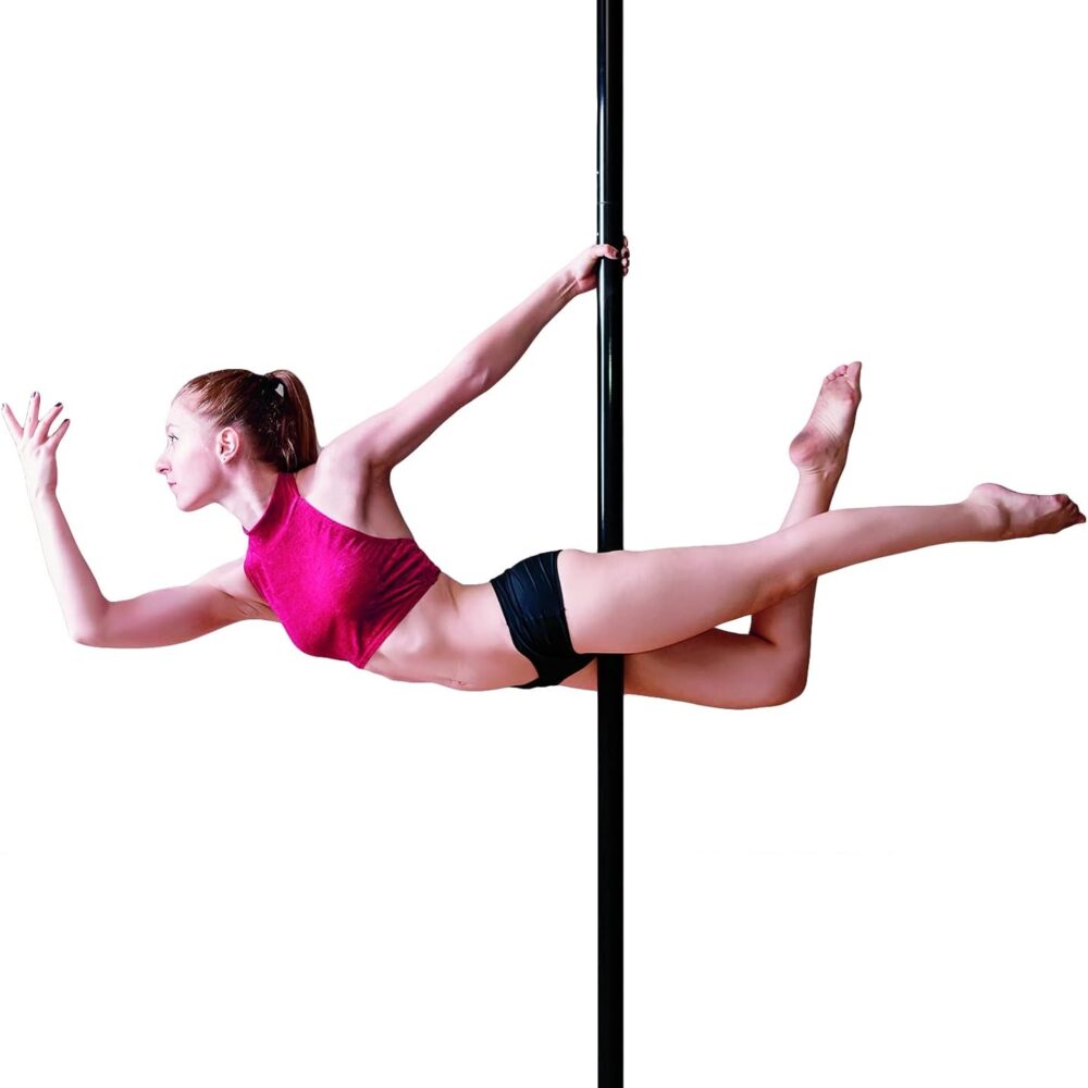 Kit Pole Dance Noir, Barre de Pôle Dance Portative pour Intérieur, Hauteur 2.2m-3.8m