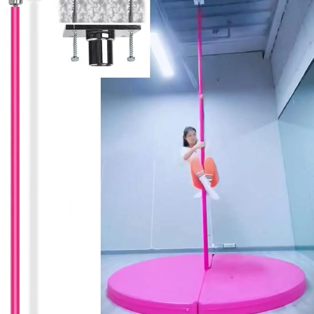 Kit Poteau Pole Dance Fixe Silcone Rose 7,5-12 Pieds