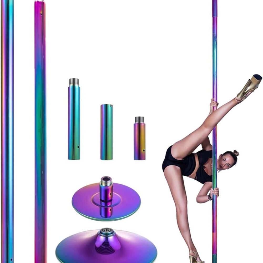 Kit de Pôle Dance Amovible Rotatif et Statique pour Plafonds de 2,3 à 3,8 m