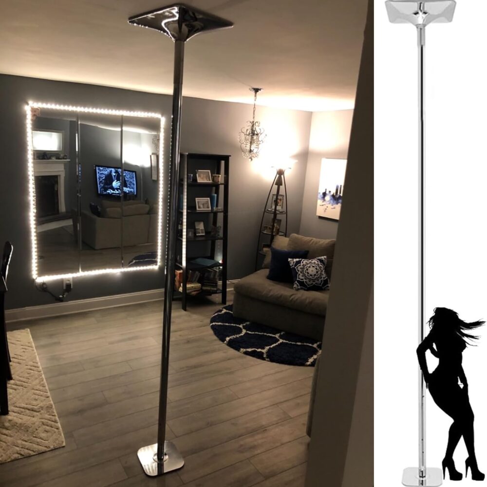 Kit de Pole Dance, Barre Rotative/Statique, Réglable 2,13m à 3,81m, Portable et Amovible