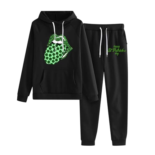 MKIUHNJ Ensemble Sweat à Capuche et Pantalon Jogging Noir XXL pour Pole Dance - Saint P's Day