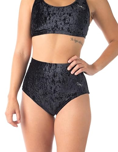 Short de Danse Velvet Pole à Taille Haute - Doublure Double, Ultra-Doux et Respirant - Black Velvet S