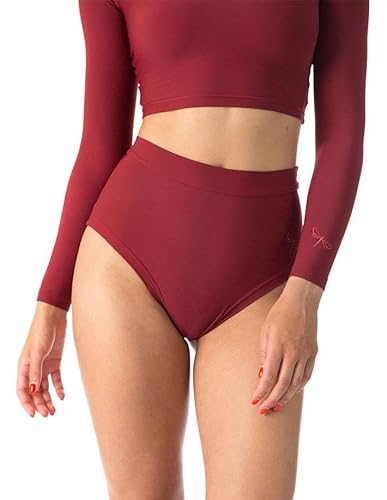 Shorts Pole Dance Ultra-Doux Taille Haute Burgundy S - Double Doublure