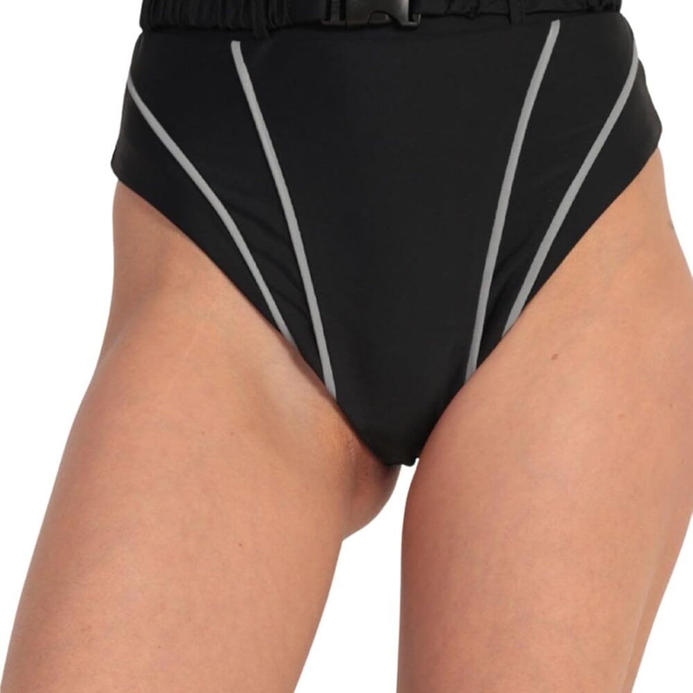 String réfléchissant taille haute avec boucle - Pantalon de pole dance EDC Festival