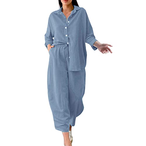 Survêtement Femme Élégeant Manches Longues, Pantalon Ample, Couleur Unie pour Festival