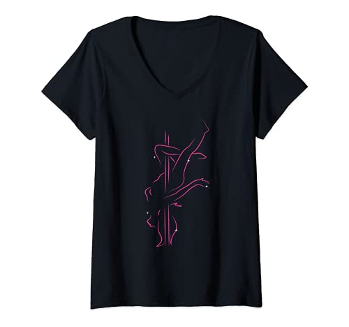 T-shirt Femme Col V Pole Dance Fitness Entraînement