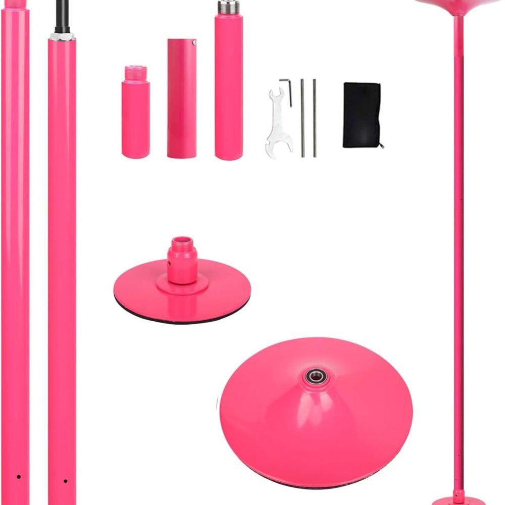 Barre de Danse et Pole Dance Rose Amovible sans Perçage - Entraînement à Domicile (Hauteur ajustable jusqu'à 2,74 m)