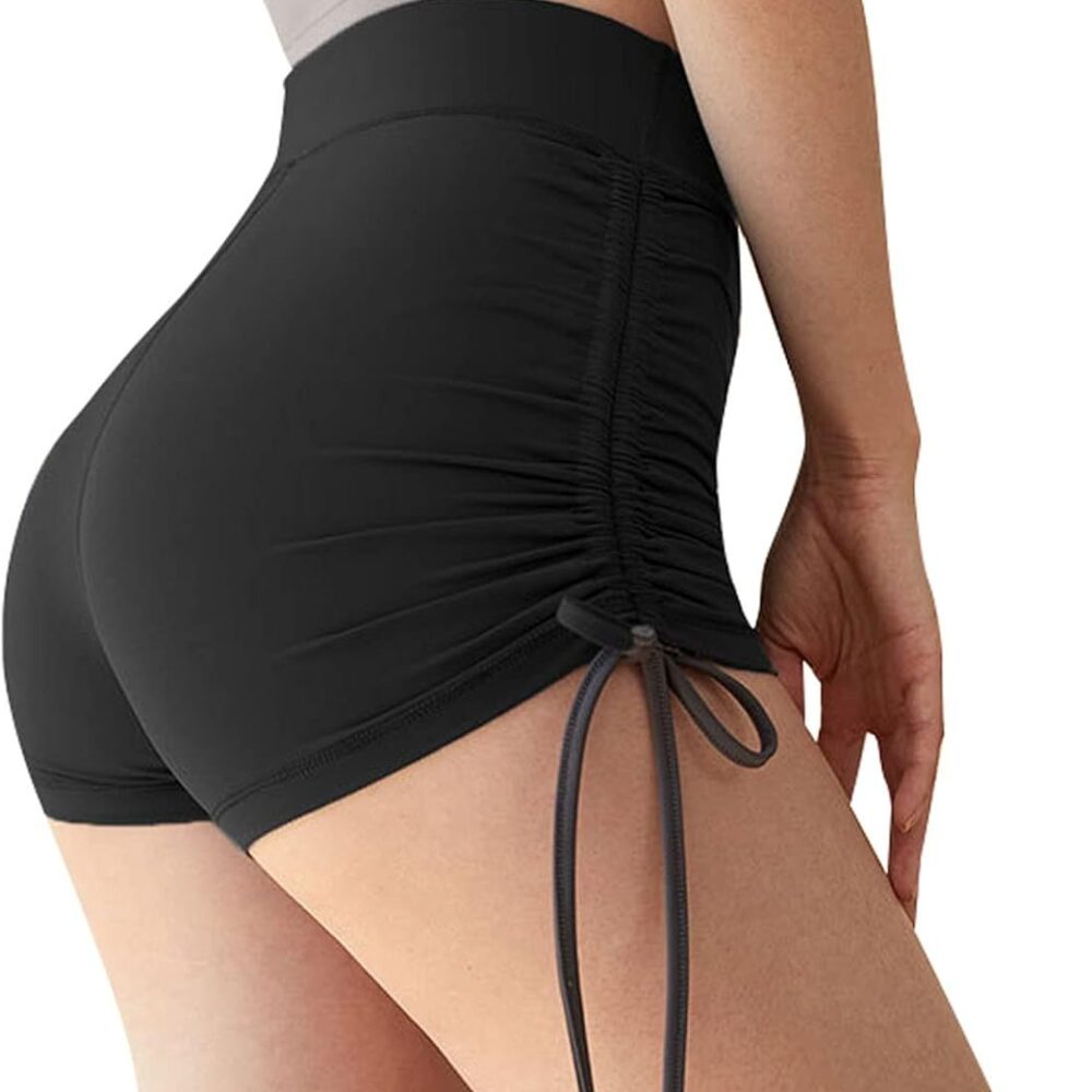 Short Sexy Taille Haute avec Cordon pour Pole Dance et Sport Femme